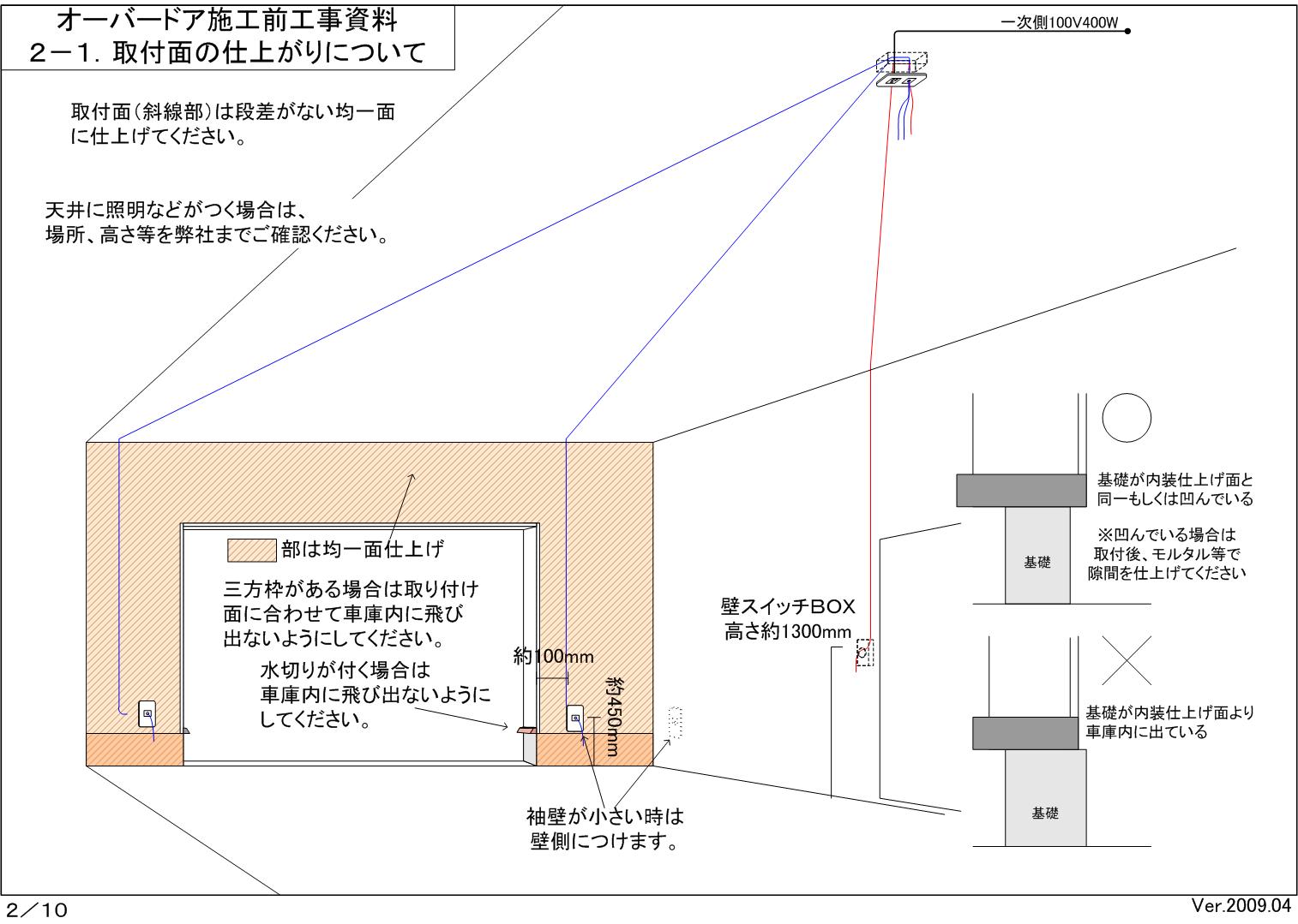 取付躯体と電気配線 ガレージドアの日本ドアコーポレーション株式会社